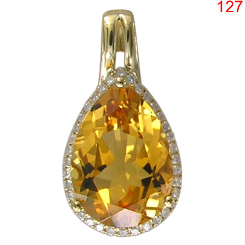 14KY CITRINE PENDANT W/DIA