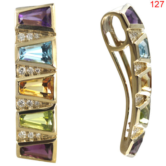 14KY MULTI COLOR GEM STONE PENDANT W/DIA