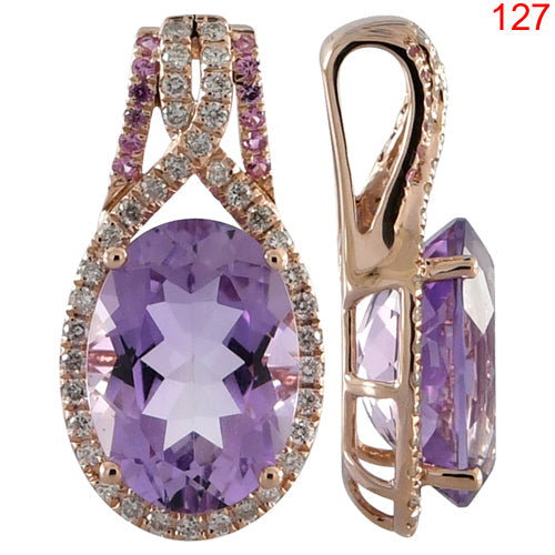 14KR PINK AMETHYST PENDANT W/DIA