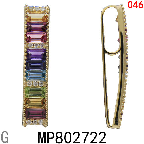 14KY MULTI COLOR GEM STONE PENDANT W/DIA