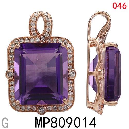 14KR AMETHYST PENDANT W/DIA