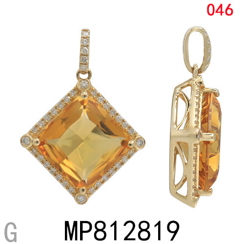 14KY CITRINE PENDANT W/DIA