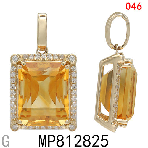 14KY CITRINE PENDANT W/DIA
