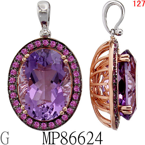 14KW PINK AMETHYST.PINK SAPPHIRE PENDANT