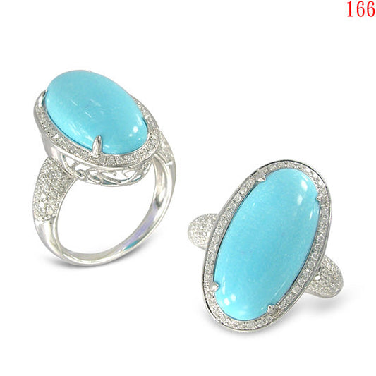 14KW TURQUOISE RING W/DIA #7