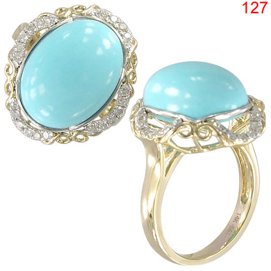 14KY TURQUOISE RING W/DA #7
