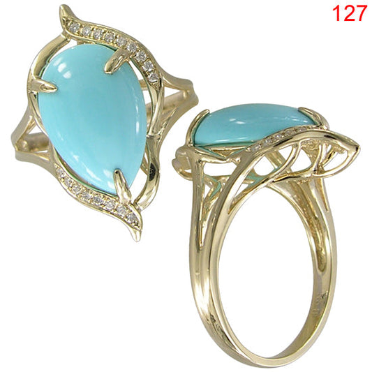 14KY TURQUOISE RING W/DIA #7