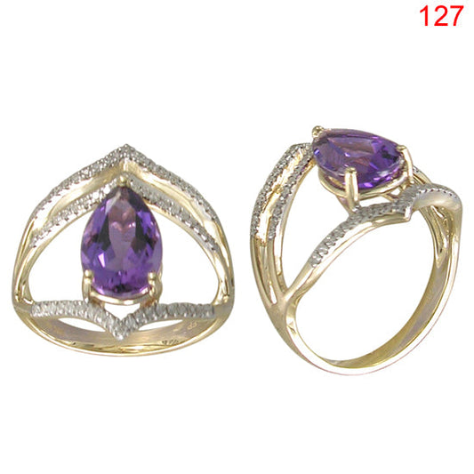 14KY AMETHYST RING W/DIA #7