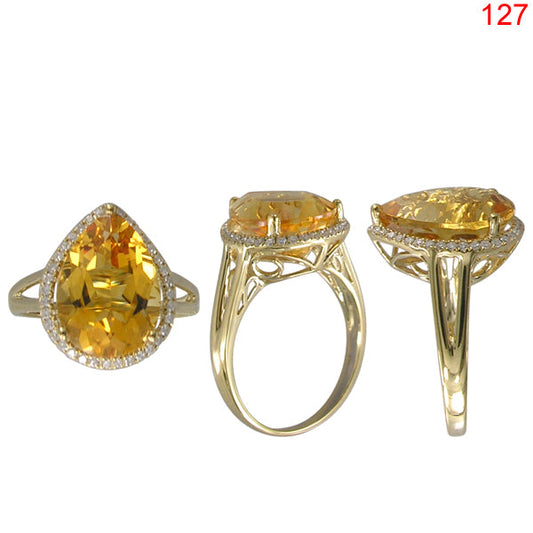 14KY CITRINE RING W/DIA #7