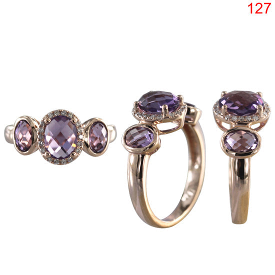 14KR AMETHYST RING W/DIA   #7