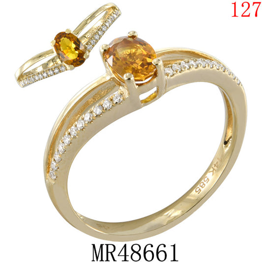 14KY ORANGE SAPPHIRE RING W/DIA #7