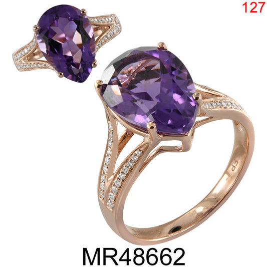14KR AMETHYST RING W/DIA #7