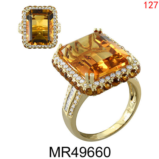 14KY CITRINE,DIAMOND TAPER  RING W/DIA #7