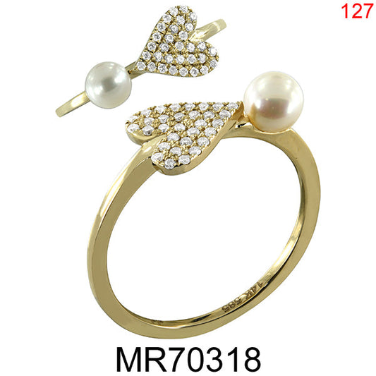 14KY WHITE FRESH WATER PEARL RING W/DIA #7