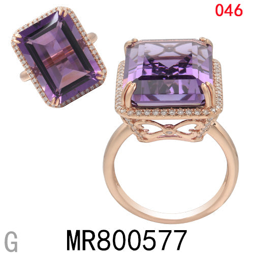 14KR AMETHYST RING W/DIA  #7