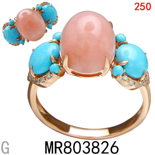 14KR PINK OPAL RING W/DIA