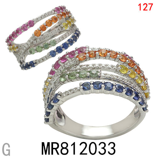14KW MULTI-COLOR SAPPHIRE RING W/DIA  #7