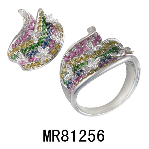 18KW MULTI-COLOR SAPPHIRE RING W/DIA #15