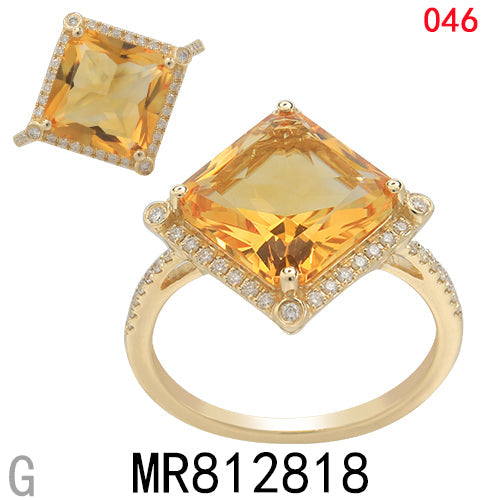 14KY CITRINE RING W/DIA   #7