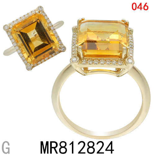 14KY CITRINE RING W/DIA  #7