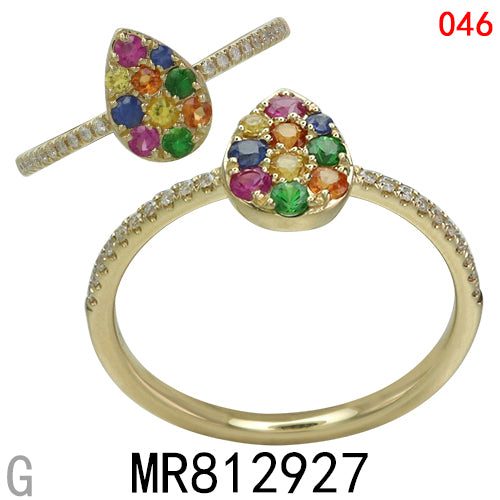14KY MULTI-COLOR SAPPHIRE RING W/DIA #7