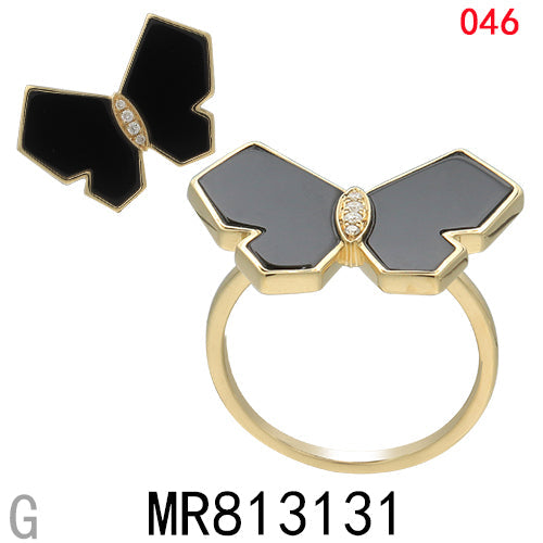 14KY BLACK ONYX RING W/DIA  #7