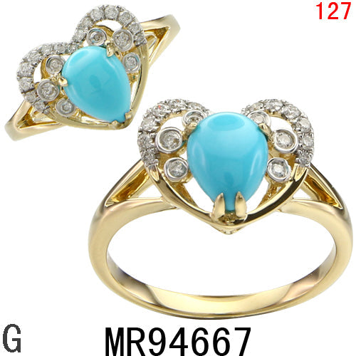 14KY TURQUOISE RING W/DIA #7