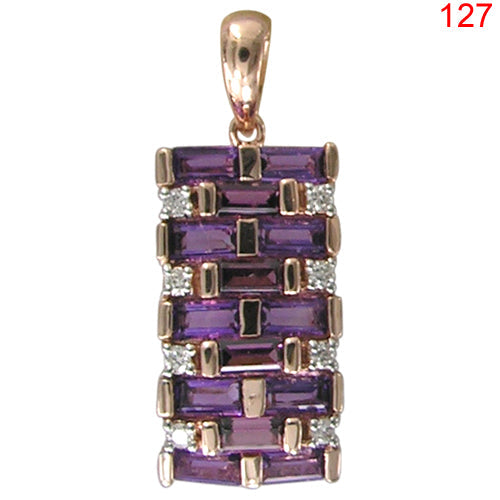 14KR AMETHYST,RHODOLITE GARNET PENDANT