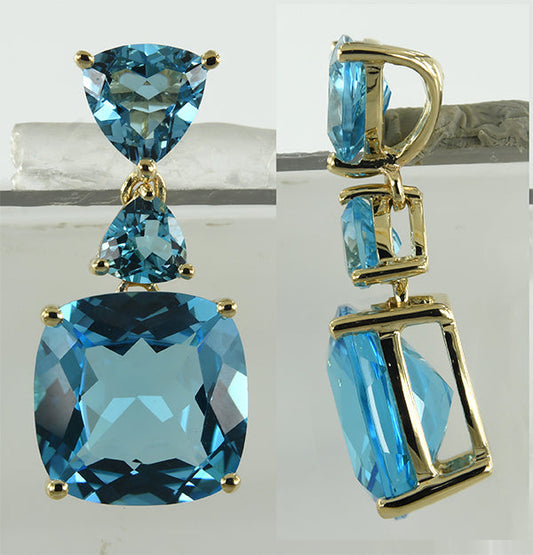 14KY AMETHYST,PERIDOT,BLUE TOPAZ PENDANT