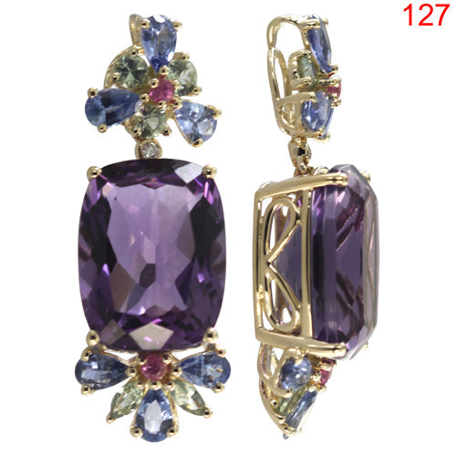 14KY MULTI COLOR GEM STONE PENDANT