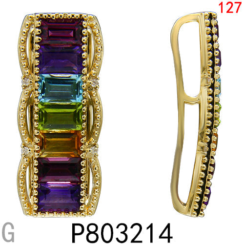 14KY MULTI COLOR GEM STONE PENDANT W/DIA