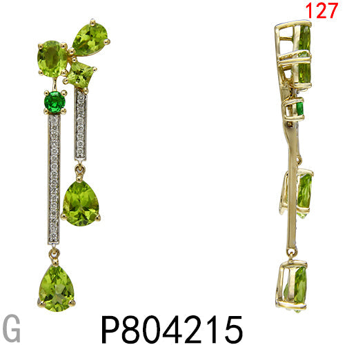 14KY PERIDOT,TSAVORITE, PENDANT W/DIA