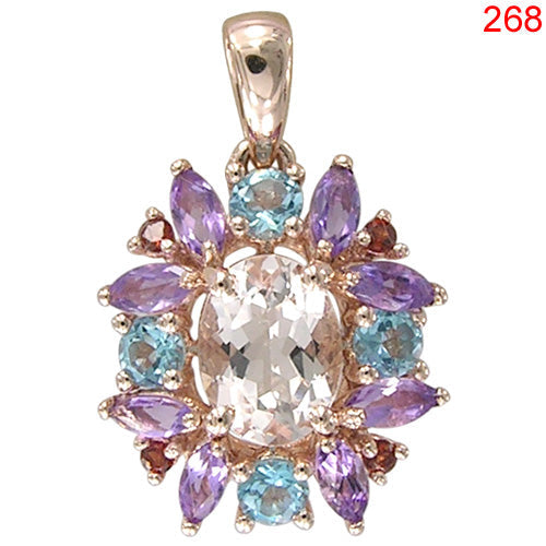 14KR MULTI COLOR GEM STONE PENDANT