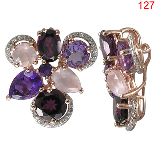 14KR MULTI COLOR GEM STONE PENDANT W/DIA