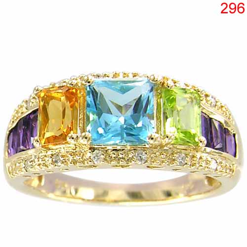 14KY MULTI COLOR GEM STONE RING W/DA #8
