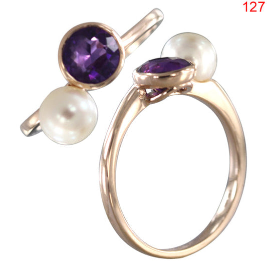 14KR WHITE FRESH WATER PEARL, AMETHYST RING #7