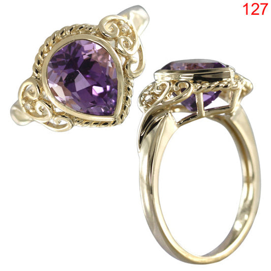 14KY AMETHYST RING W/DIA #7