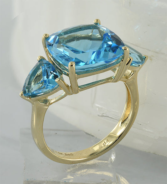 14KY AMETHYST,PERIDOT,BLUE TOPAZ RING #7