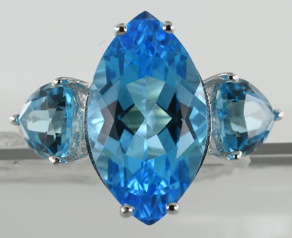 14KW BLUE TOPAZ RING #7