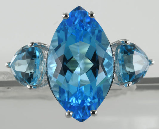 14KW BLUE TOPAZ RING #7