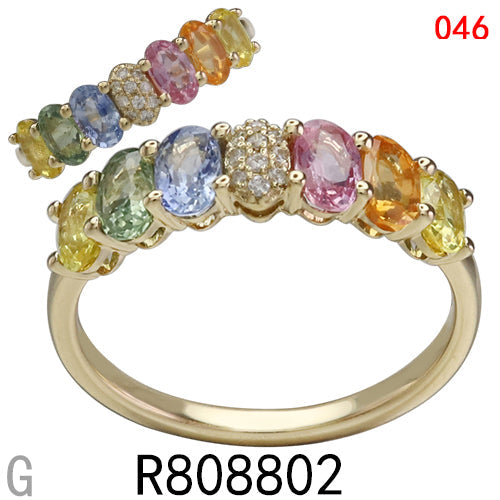 14KY MULTI-COLOR SAPPHIRE RING W/DIA #7