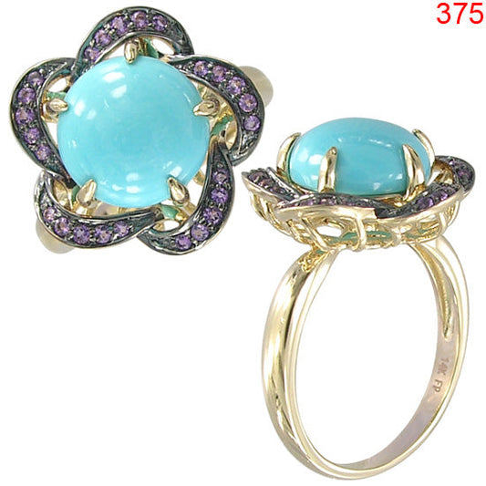 14KY TURQUOISE,AMETHYST RING #10