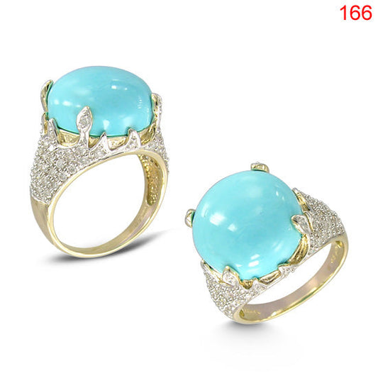 14KY TURQUOISE RING W/DIA #7