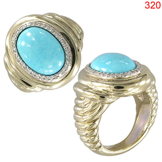 14KY TURQUOISE RING W/DIA #10