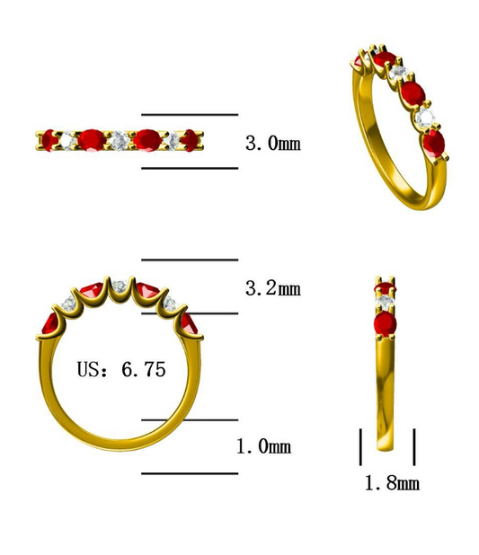 14KW/Y PREC COLOR ALTERNATING BAND RING