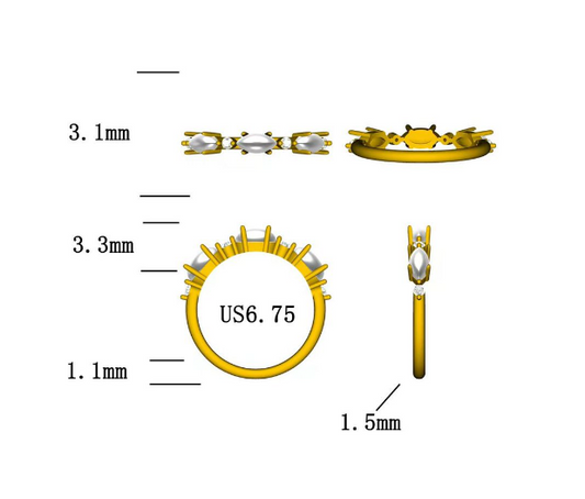 14KY SEMI PREC PRONG SET STACK BAND RING