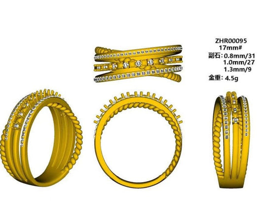 14KY DIAMOND BEAD SET CROSSOVER RING