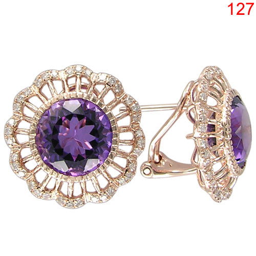 14KW BLUE TOPAZ EARRING W/DIA
