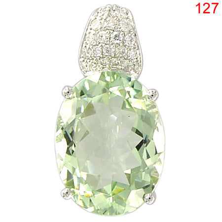 18KW GREEN AMETHYST PENDANT W/DIA