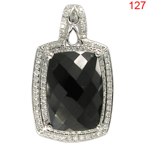 14KW BLACK SPINEL PENDANT W/DIA